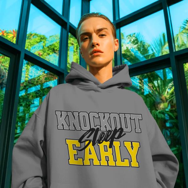 🥊 Knockout Sleep Early™ OG Hoodie — Grey 😴⚡